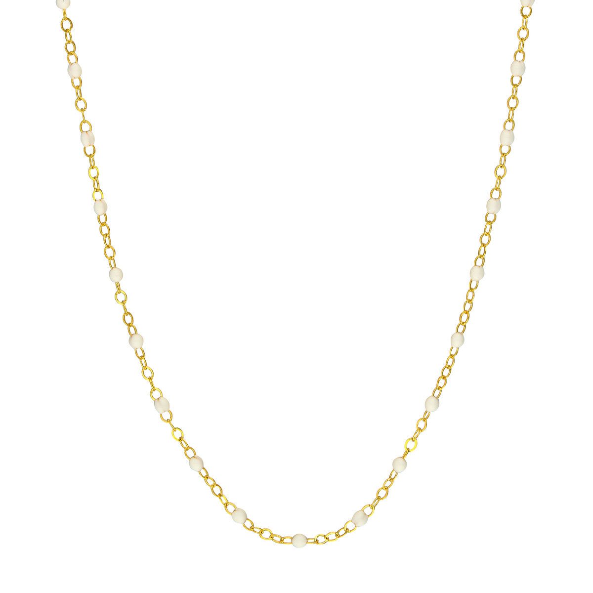 Birmingham Jewelry - 14K Yellow Gold White Enamel Bead Piatto Chain - Birmingham Jewelry