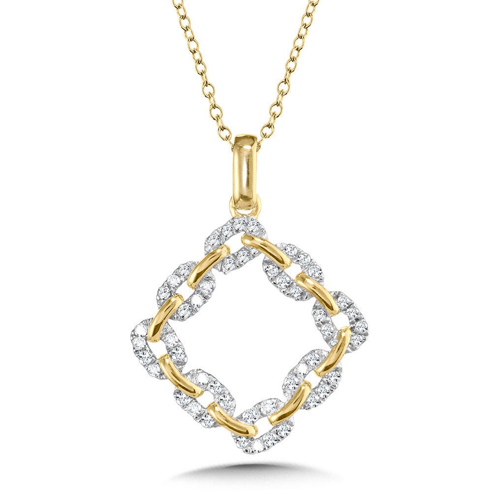 14K YELLOW GOLD / WHITE GOLD SQUARE-SHAPED LINK-N-LOVE DIAMOND PAPERCLIP PENDANT Birmingham Jewelry Pendant Birmingham Jewelry