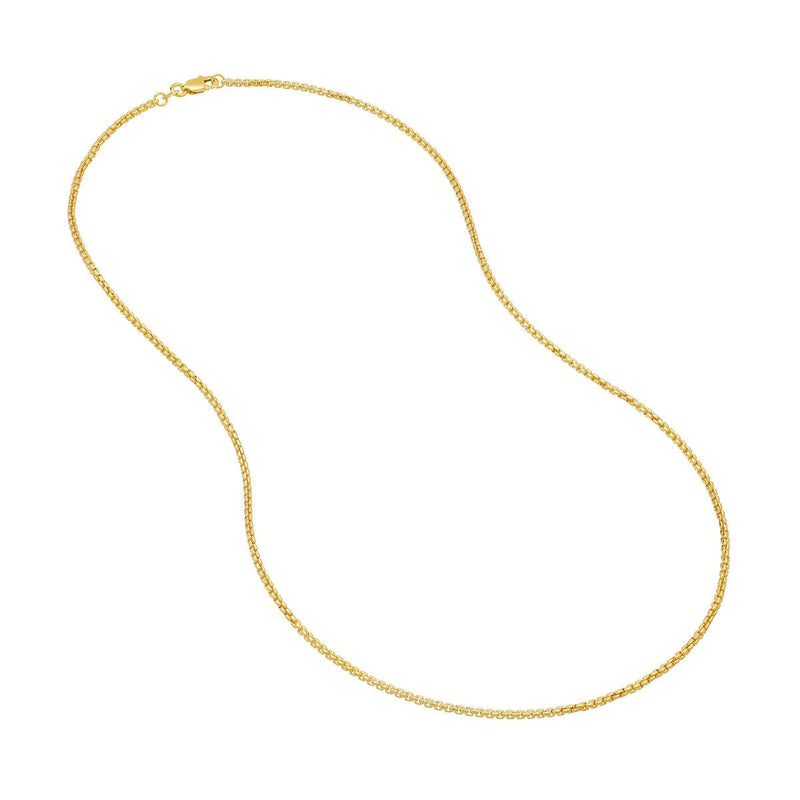 18K Yellow Gold 1.75mm Solid Round Box Chain with Lobster Lock Birmingham Jewelry Chain Birmingham Jewelry 