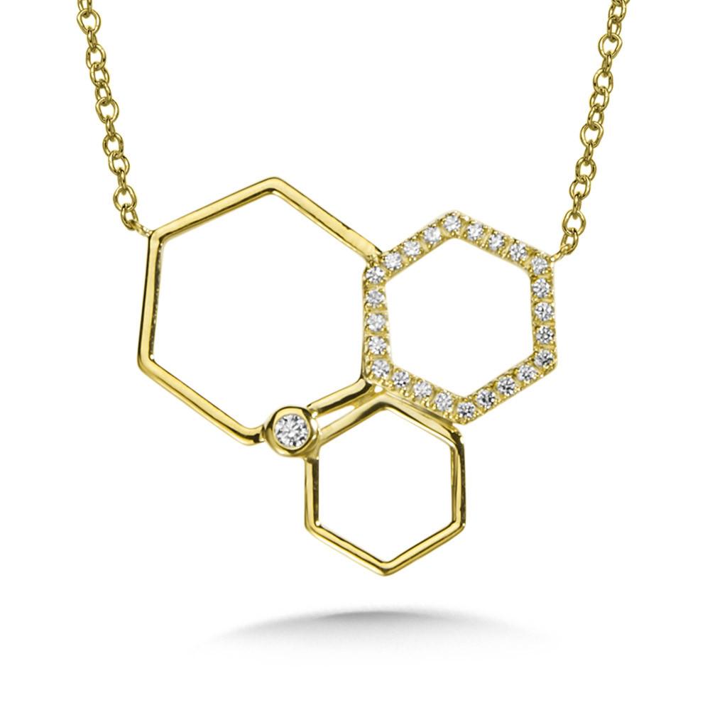 ASYMMETRICAL GEOMETRIC HONEYCOMB DIAMOND NECKLACE Birmingham Jewelry Pendant Birmingham Jewelry