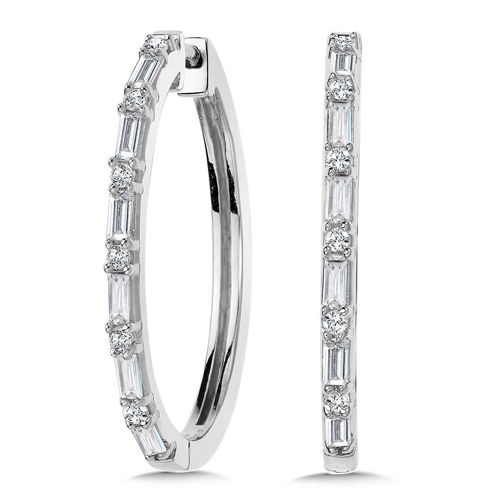 BAGUETTE DIAMOND OVAL HOOP EARRINGS Birmingham Jewelry Earrings Birmingham Jewelry
