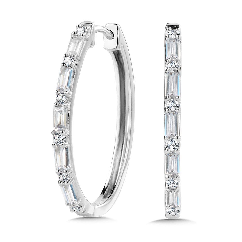 BAGUETTE DIAMOND OVAL HOOP EARRINGS Birmingham Jewelry Earrings Birmingham Jewelry
