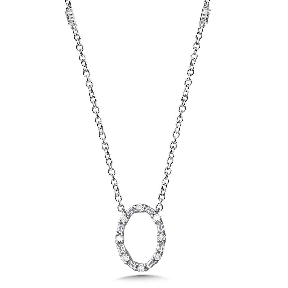 BAGUETTE DIAMOND OVAL NECKLACE Birmingham Jewelry Pendant Birmingham Jewelry