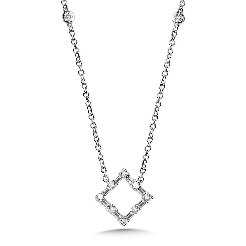 BAGUETTE DIAMOND SQUARE NECKLACE Birmingham Jewelry Pendant Birmingham Jewelry