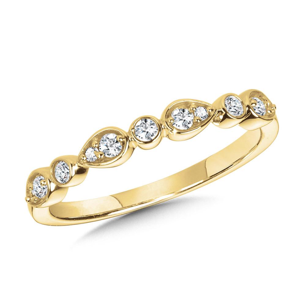 BEZEL-SET, ROUND & PEAR-SHAPED SCALLOPED STACKABLE BAND Birmingham Jewelry Stackable Band Birmingham Jewelry