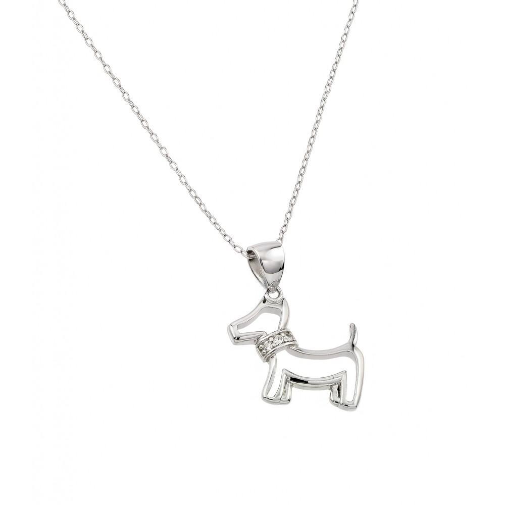 Clear CZ Dog Necklace Birmingham Jewelry Silver Necklace Birmingham Jewelry