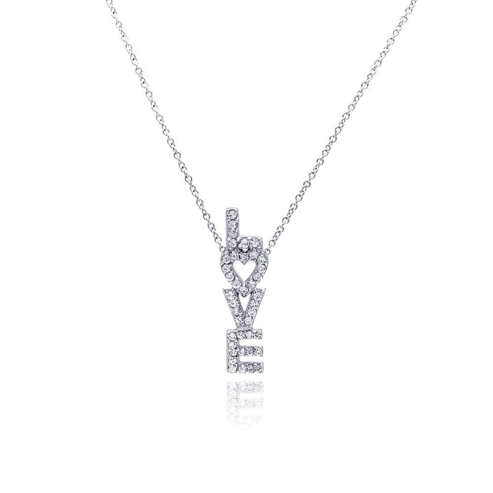 Clear CZ Love Necklace Birmingham Jewelry Silver Necklace Birmingham Jewelry