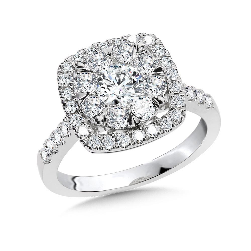 CUSHION HALO & CLUSTER DIAMOND MIRAGE ENGAGEMENT RING Birmingham Jewelry Engagement Ring Birmingham Jewelry