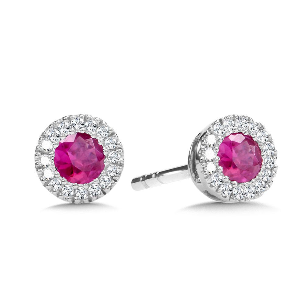 DIAMOND & RUBY HALO STUD EARRINGS Birmingham Jewelry Earrings Birmingham Jewelry