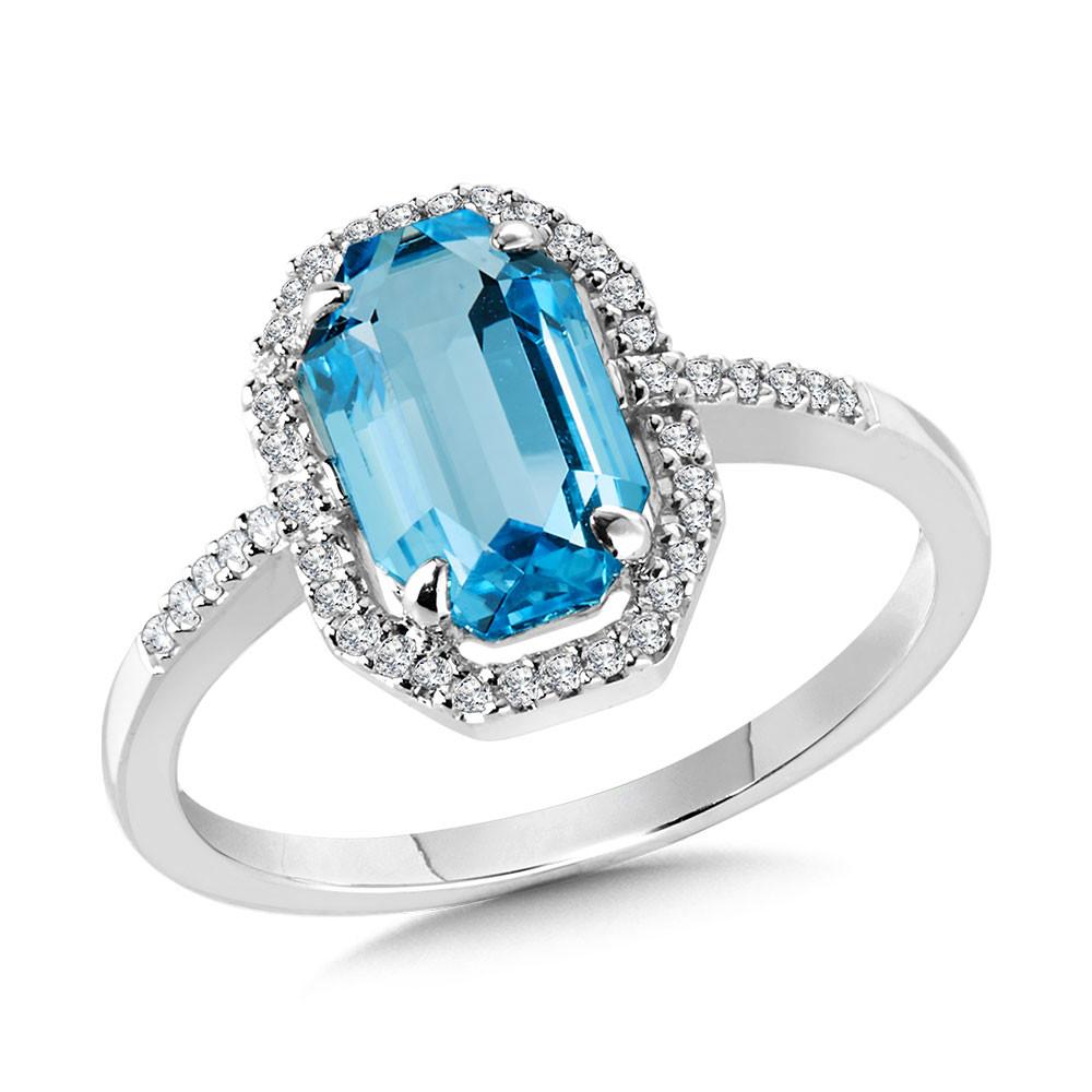 DIAMOND & SWISS BLUE TOPAZ OCTAGON RING Birmingham Jewelry Ring Birmingham Jewelry