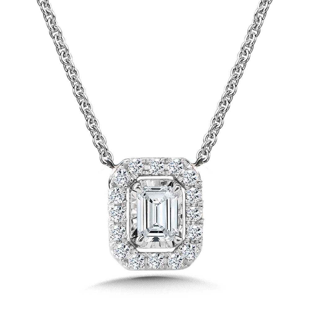 EMERALD-CUT, DIAMOND STAR, HEAVENLY HALO PENDANT Birmingham Jewelry Pendant Birmingham Jewelry