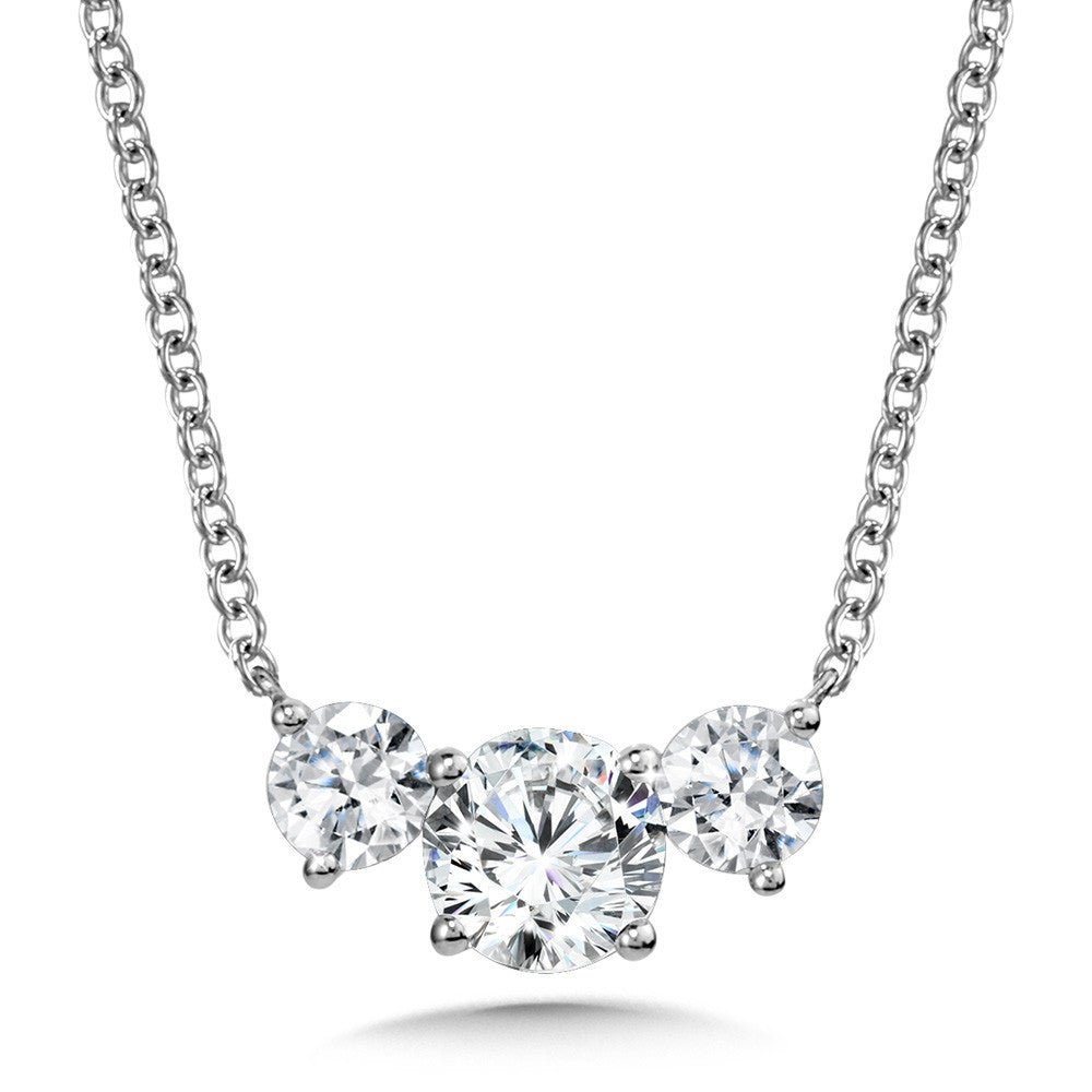 Three stone diamond deals pendant necklace