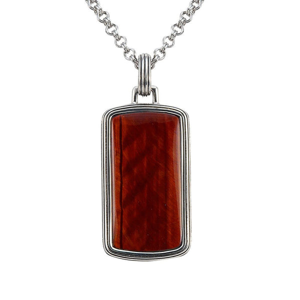 MEN'S ESQUIRE RED TIGER EYE DOG TAG PENDANT Birmingham Jewelry Pendant Birmingham Jewelry 