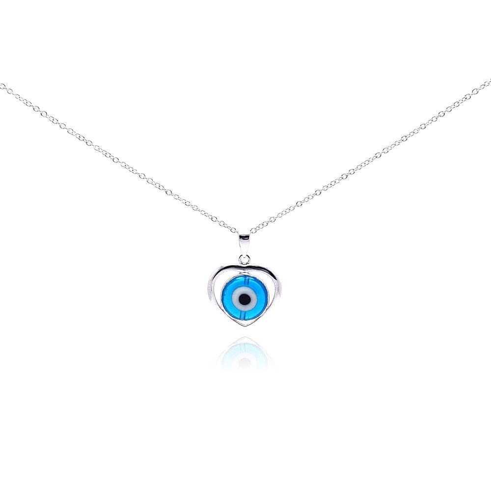 Open Heart Evil Eye CZ Necklace Birmingham Jewelry Silver Necklace Birmingham Jewelry