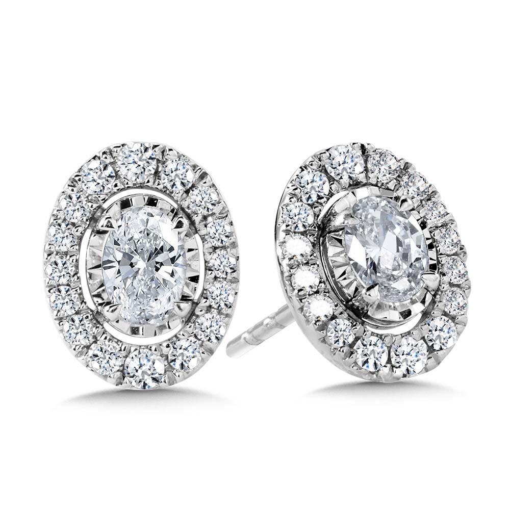 OVAL-CUT, DIAMOND STAR, HEAVENLY HALO STUD EARRINGS Birmingham Jewelry Earrings Birmingham Jewelry