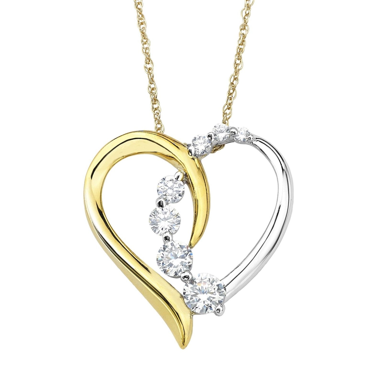 Silver Two-Tone Heart Necklace - BJSESGP819 Birmingham Jewelry Silver Necklace Birmingham Jewelry
