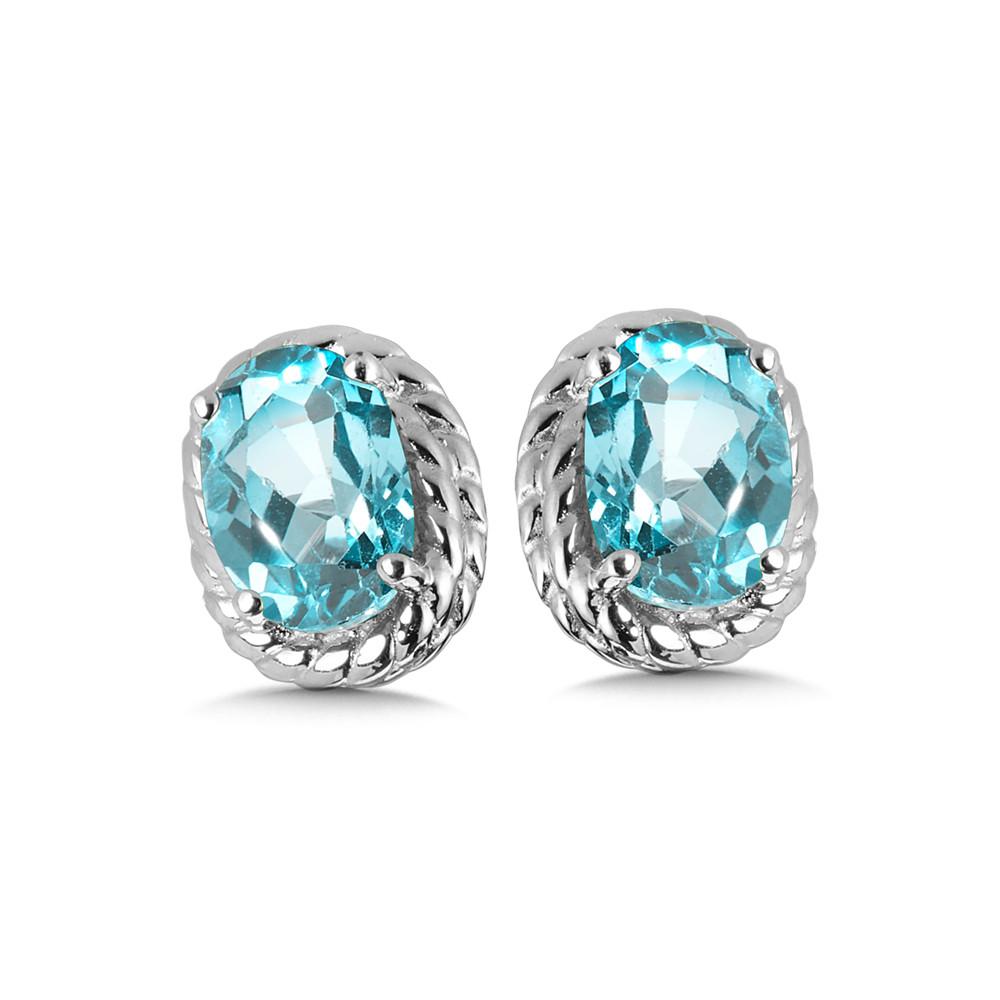 STERLING SILVER AQUAMARINE EARRING