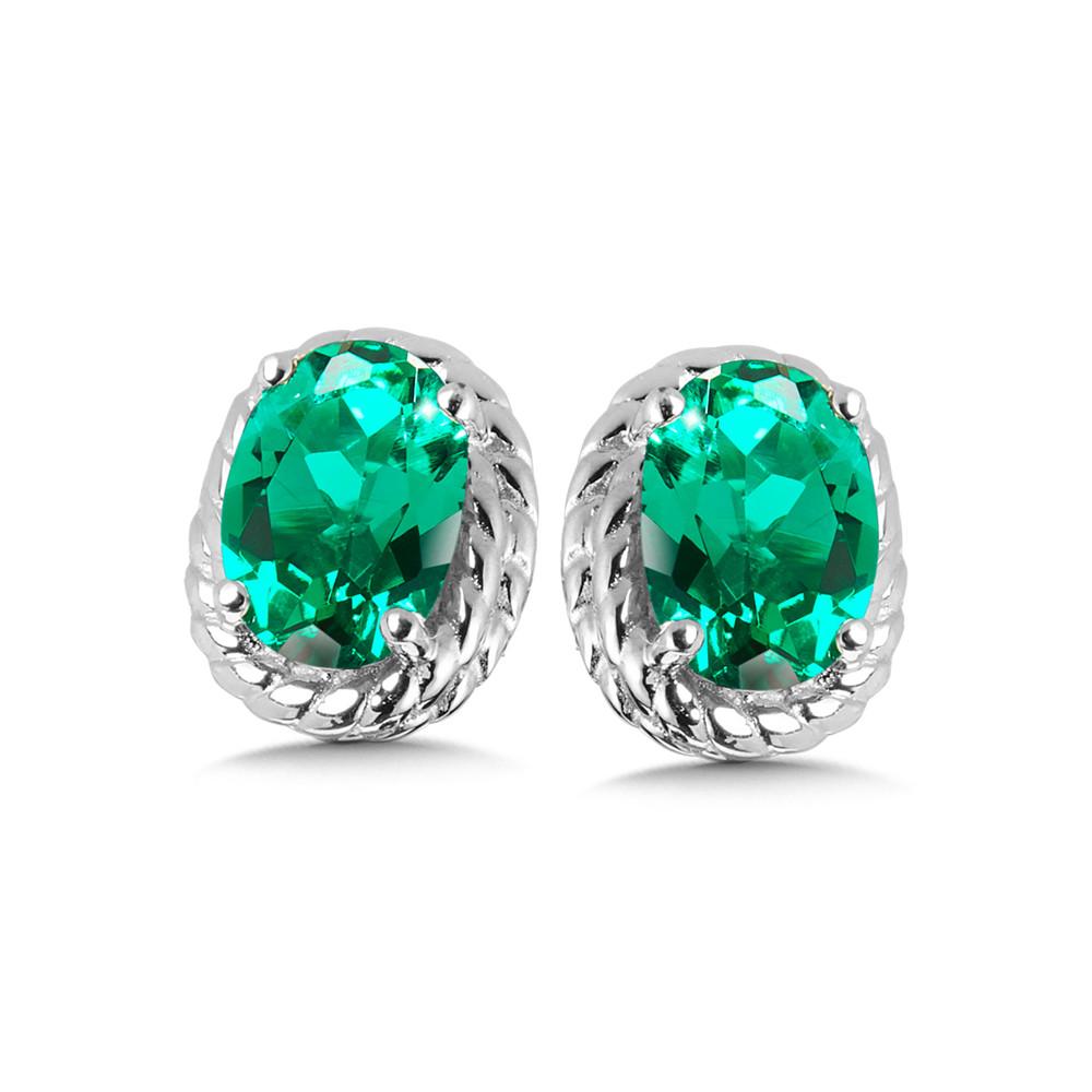 STERLING SILVER CREATED EMERALD EARRING Birmingham Jewelry Earrings Birmingham Jewelry