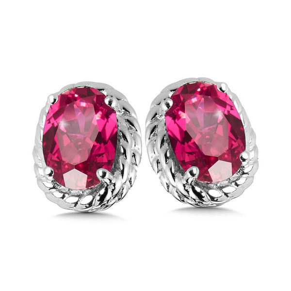 STERLING SILVER CREATED RUBY EARRING Birmingham Jewelry Earrings Birmingham Jewelry 