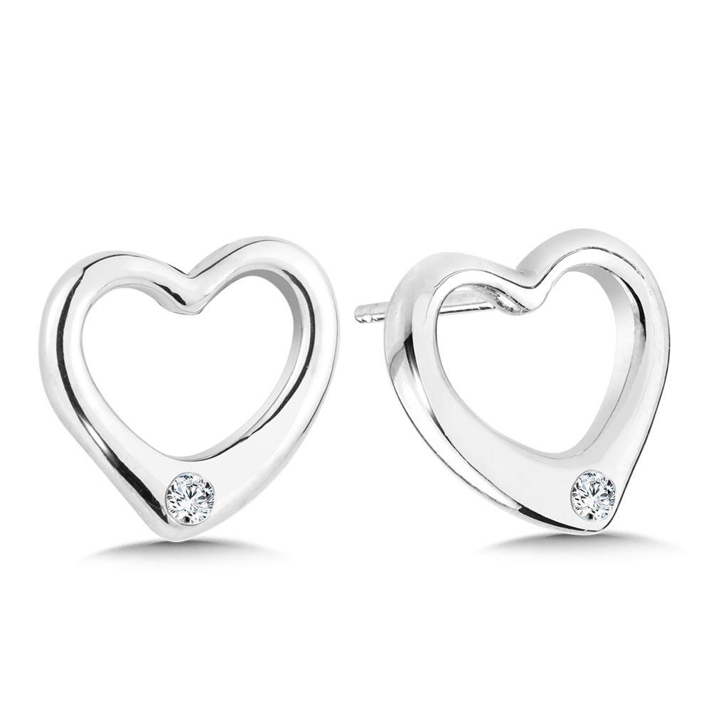 STERLING SILVER & DIAMOND HEART EARRINGS Birmingham Jewelry Earrings Birmingham Jewelry