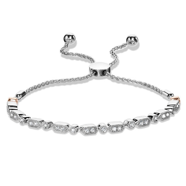 Diamond cluster bolo bracelet top