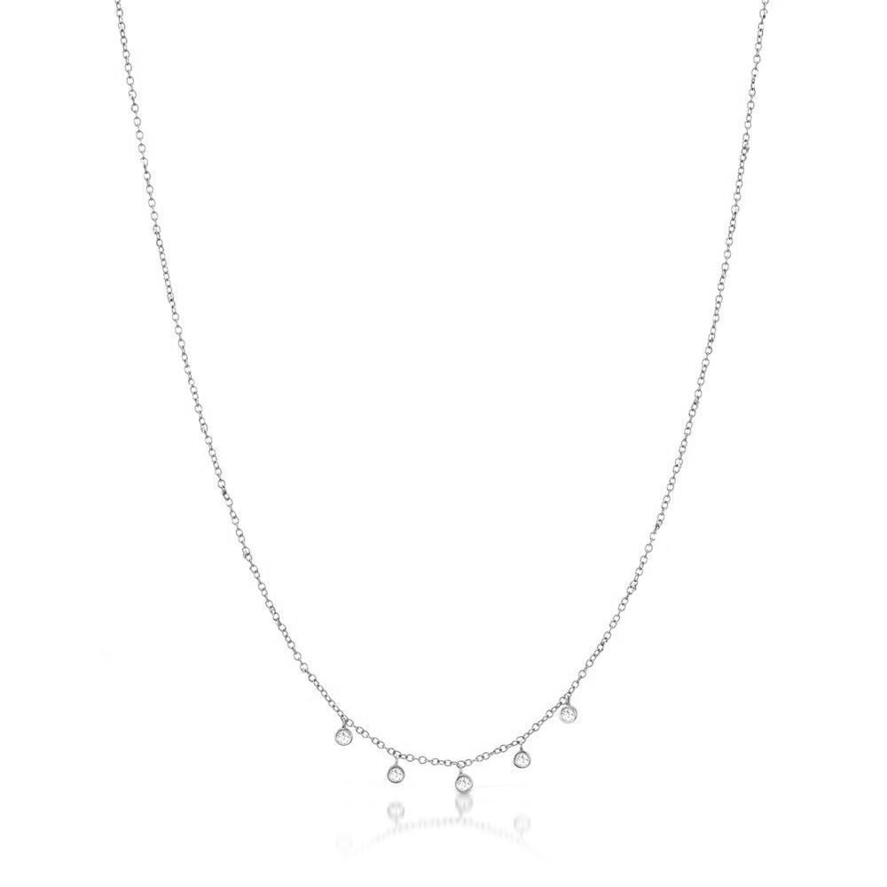 14k Gold Necklace with 5 Diamond Bezels - BJN10363 Meira T Necklace Birmingham Jewelry 14k Gold Necklace with 5 Diamond Bezels - N10363