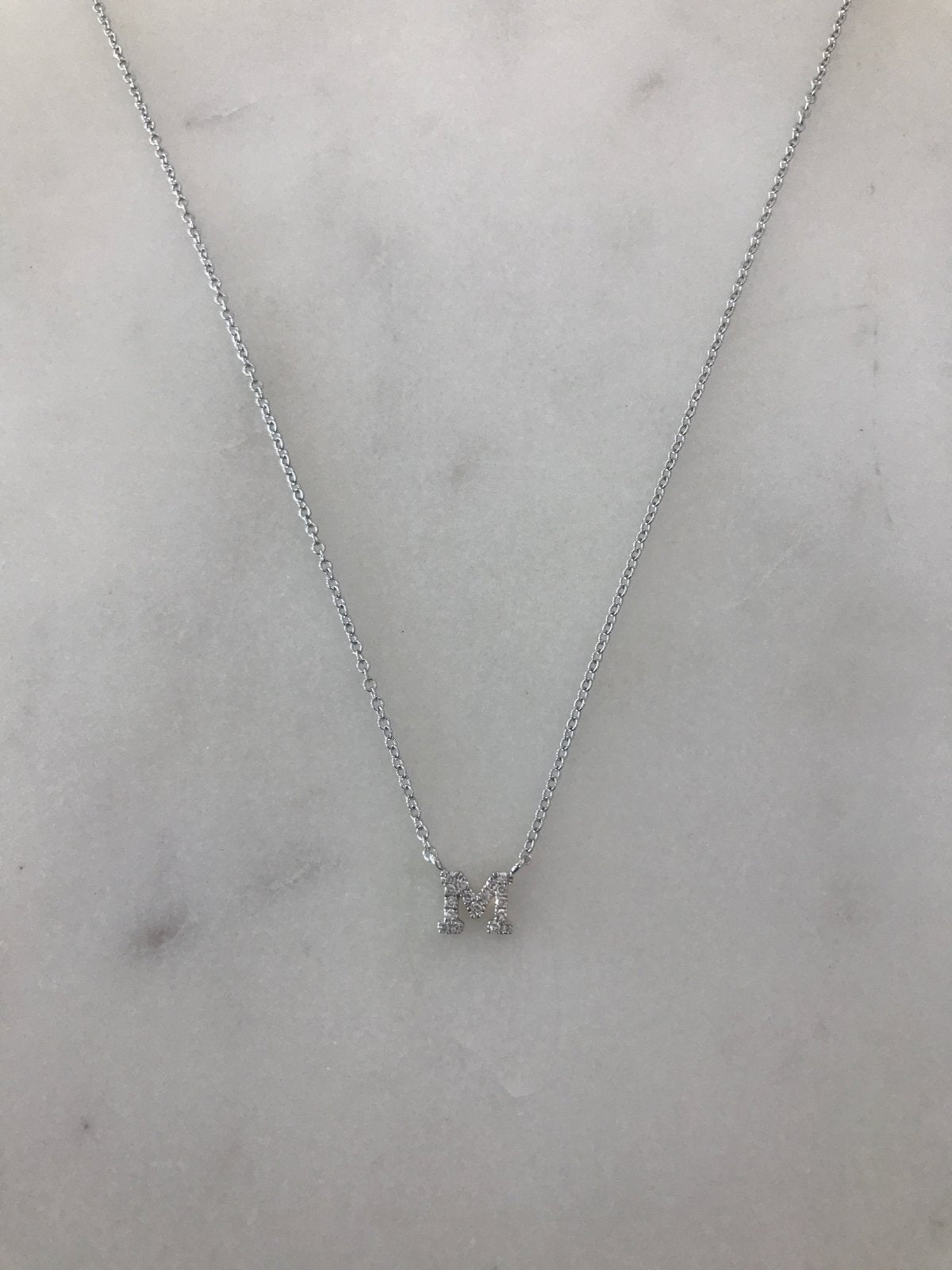 Mini Diamond Initial "M" Necklace - BJ1N5756 Meira T Necklace Birmingham Jewelry
