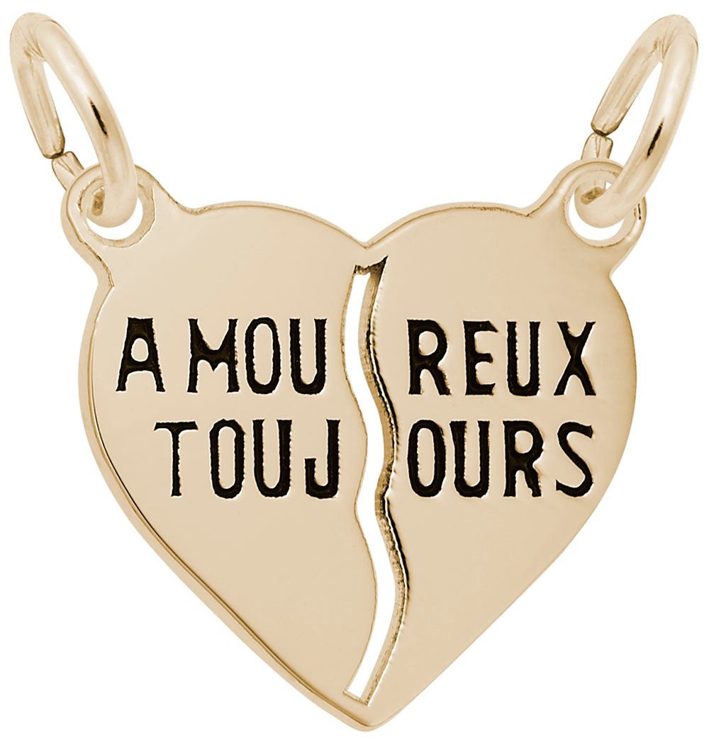 Rembrandt Charms - Amoureux Toujours Break Apart Heart Charm - 6114 Rembrandt Charms Charm Birmingham Jewelry