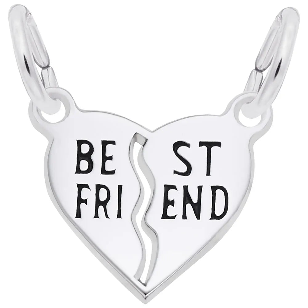 Rembrandt Charms - Best Friend Shared Heart Charm - 3405 Rembrandt Charms Charm Birmingham Jewelry