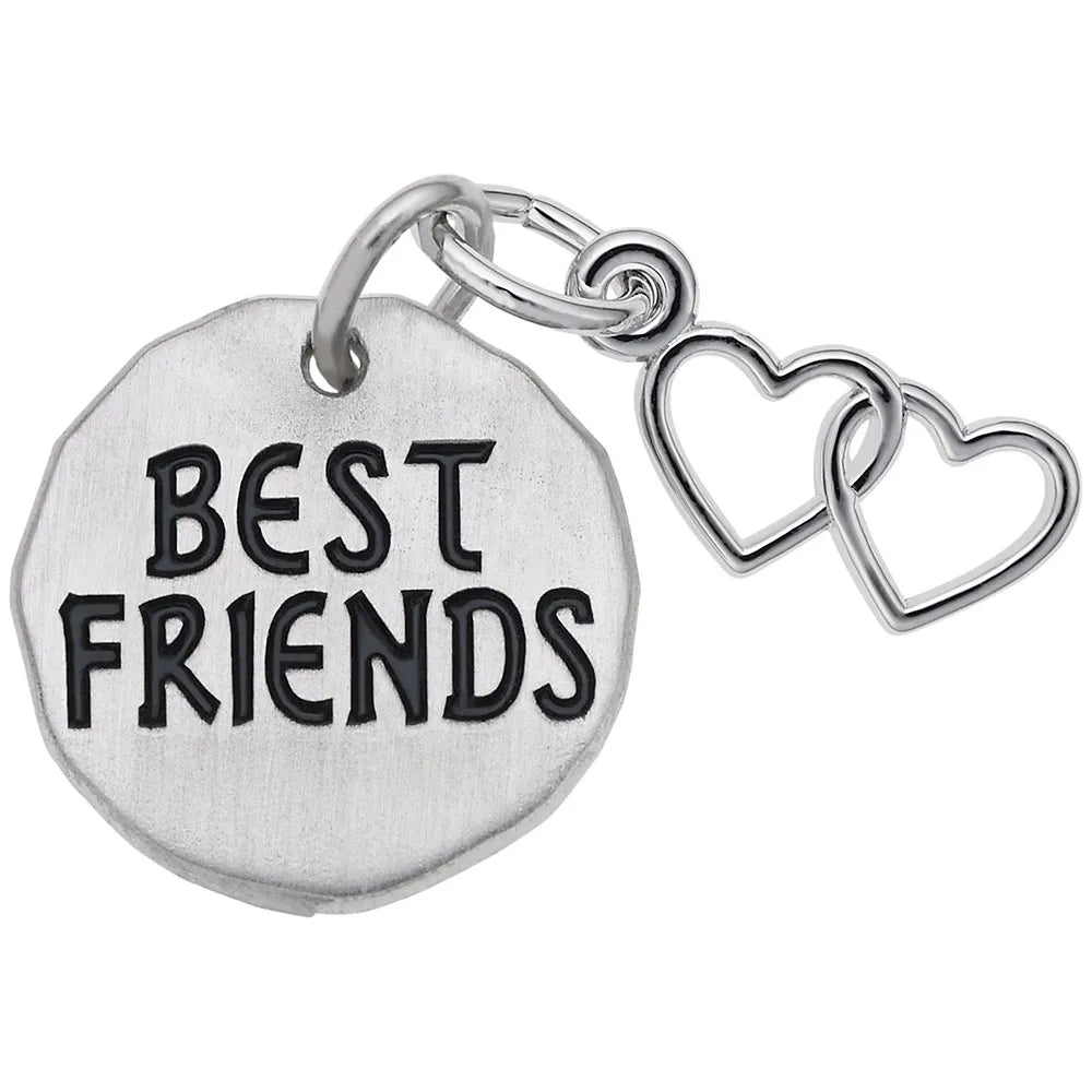 Rembrandt Charms - Best Friends Tag with Two Open Hearts Accent Charm - 8447 Rembrandt Charms Charm Birmingham Jewelry