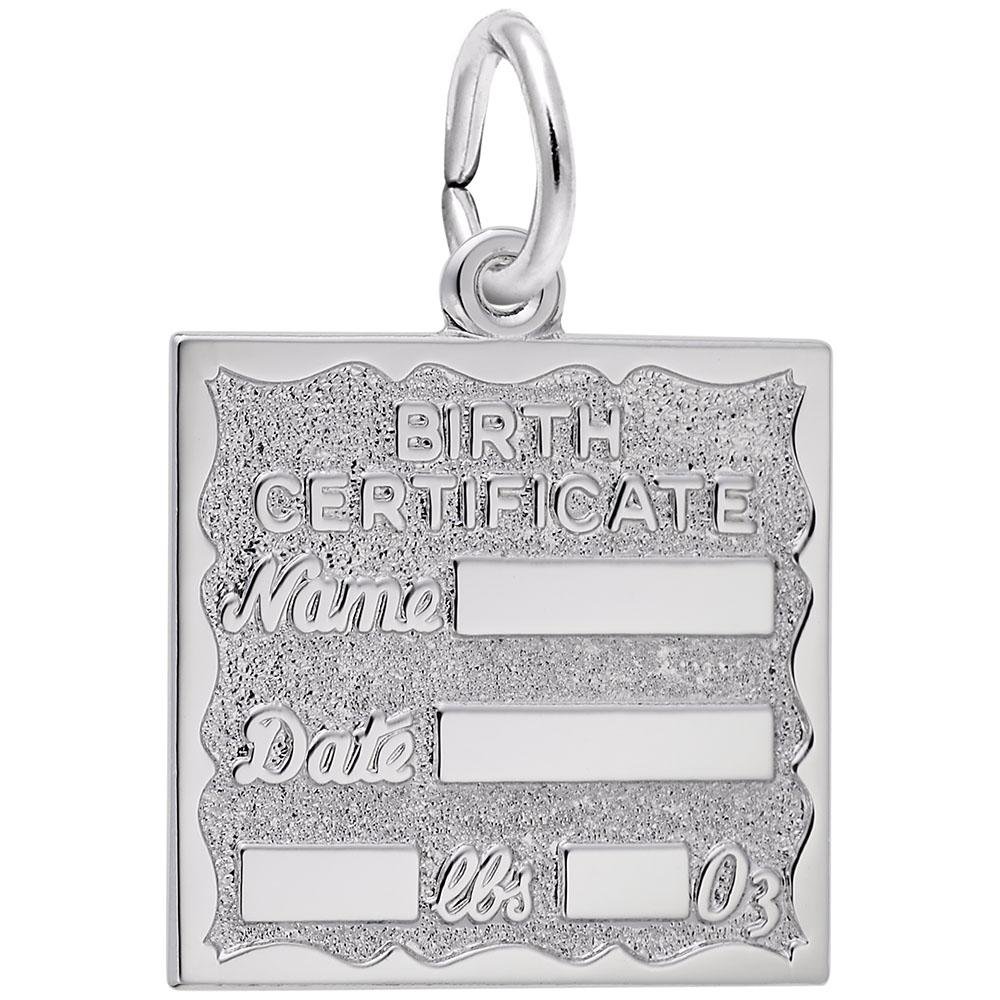 Rembrandt Charms - Birth Certificate Charm - 4763 Rembrandt Charms Charm Birmingham Jewelry