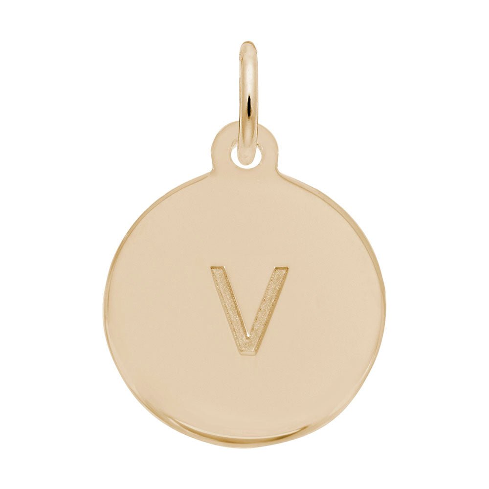 Rembrandt Charms - Block Initial Disc Charm-Letter V - 1895-022 Rembrandt Charms Charm Birmingham Jewelry