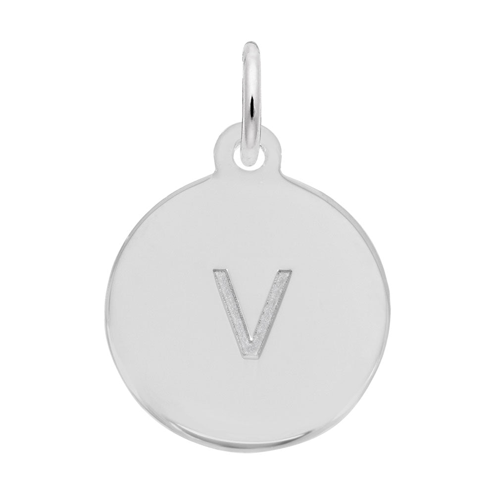 Rembrandt Charms - Block Initial Disc Charm-Letter V - 1895-022 Rembrandt Charms Charm Birmingham Jewelry