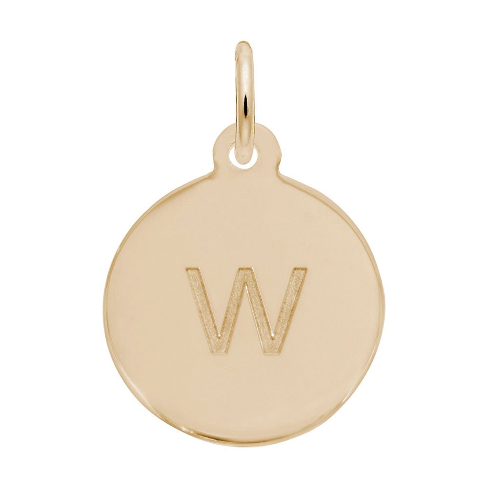 Rembrandt Charms - Block Initial Disc Charm-Letter W - 1895-023 Rembrandt Charms Charm Birmingham Jewelry
