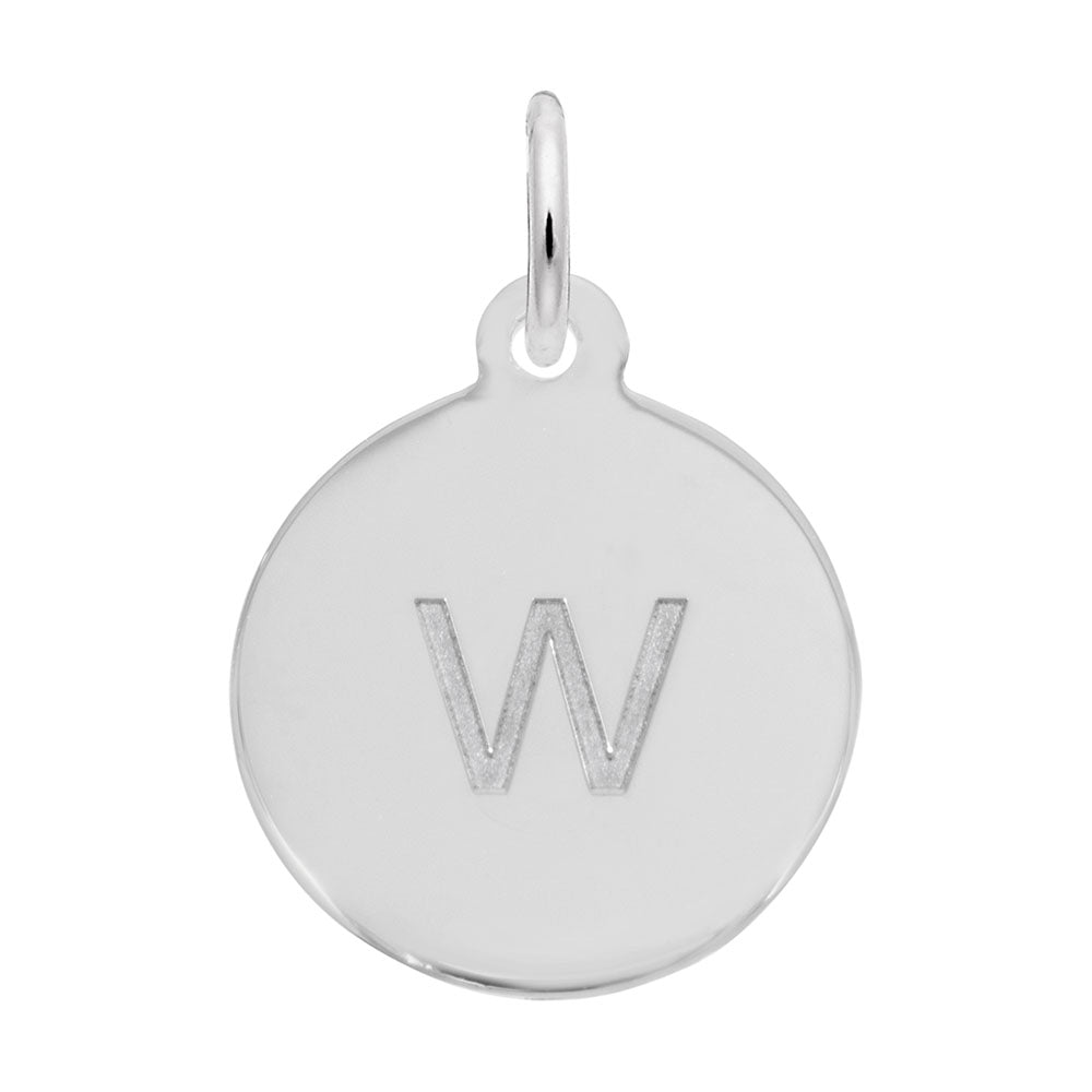 Rembrandt Charms - Block Initial Disc Charm-Letter W - 1895-023 Rembrandt Charms Charm Birmingham Jewelry