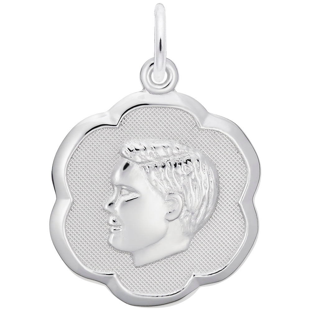 Rembrandt Charms - Boy’s Head Scalloped Disc Charm - 0943 Rembrandt Charms Charm Birmingham Jewelry