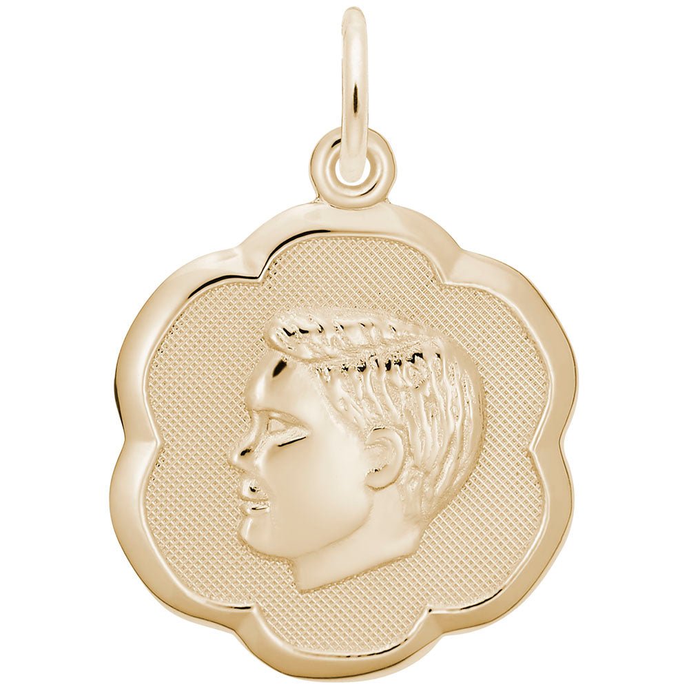 Rembrandt Charms - Boy’s Head Scalloped Disc Charm - 0943 Rembrandt Charms Charm Birmingham Jewelry