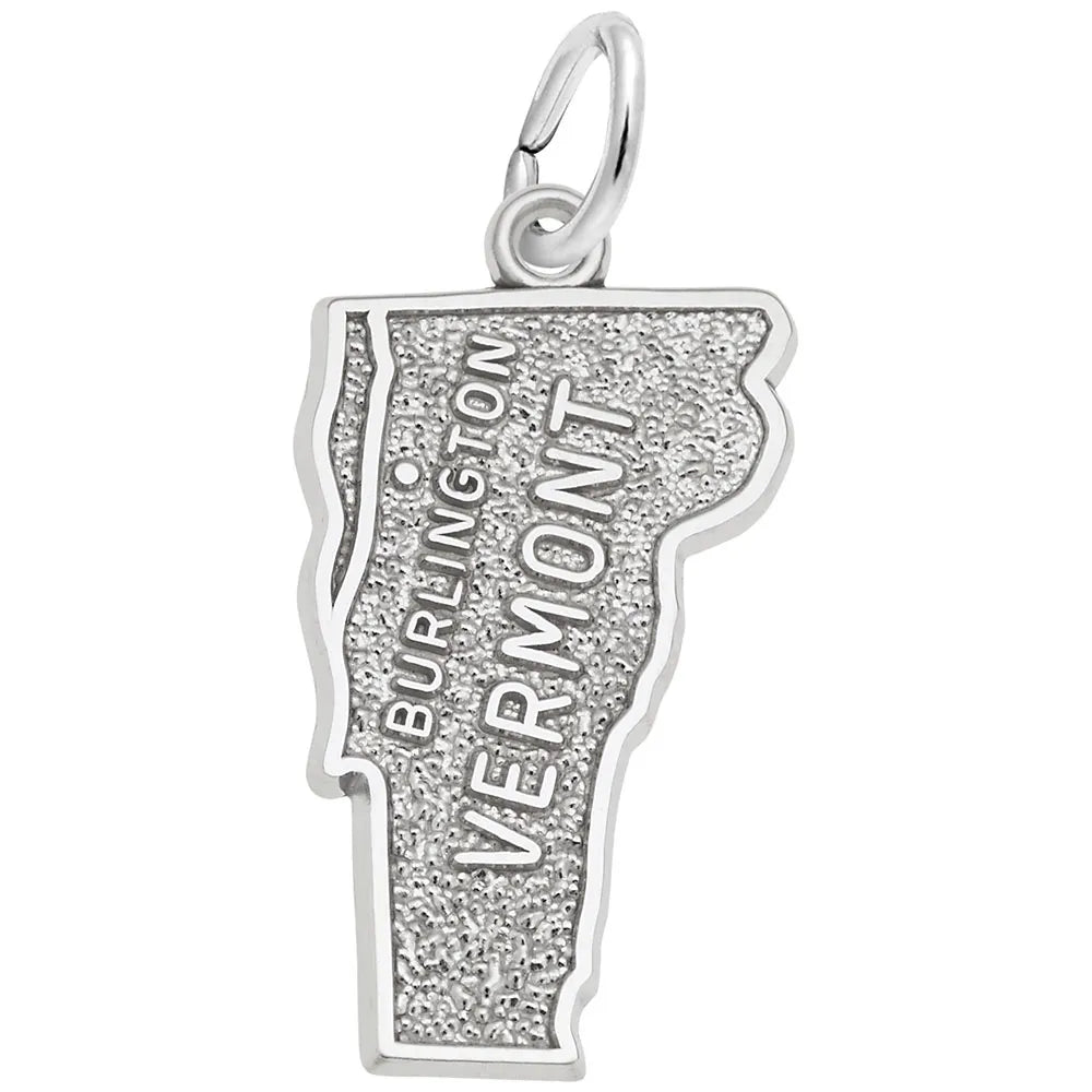 Rembrandt Charms - Burlington Vermont Map Charm - 3129 Rembrandt Charms Charm Birmingham Jewelry