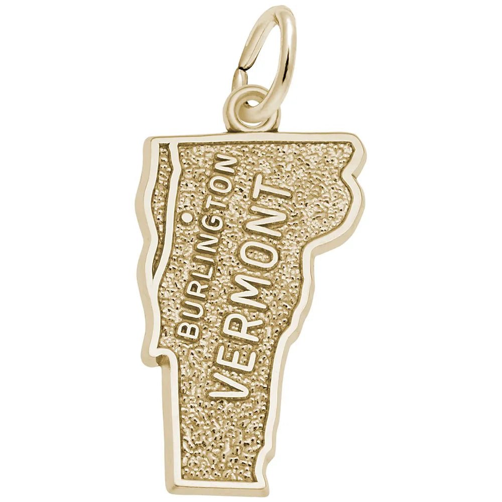 Rembrandt Charms - Burlington Vermont Map Charm - 3129 Rembrandt Charms Charm Birmingham Jewelry