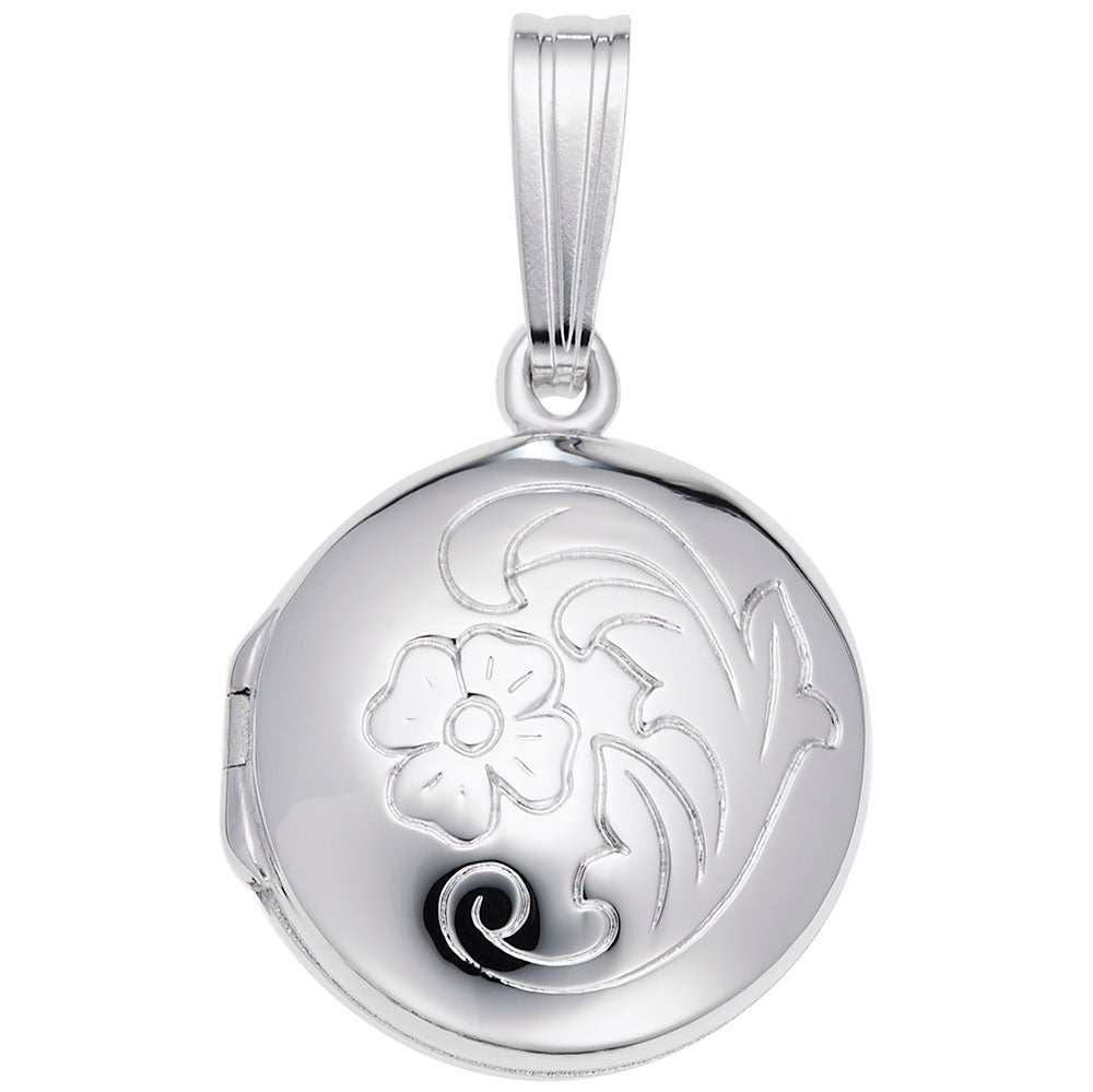 Rembrandt Charms - Circle with Flower Design Locket Charm - 8603 Rembrandt Charms Locket Birmingham Jewelry
