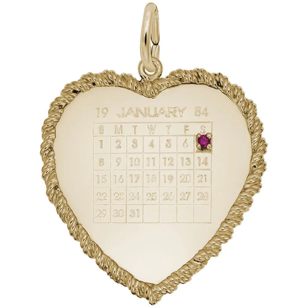 Rembrandt Charms - Classic Twisted Rope Heart Calendar Charm - 4642 Rembrandt Charms Charm Birmingham Jewelry