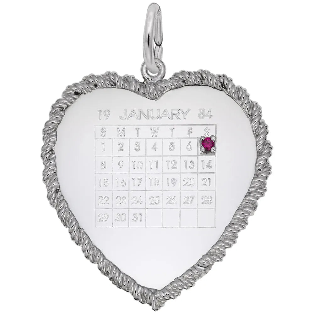 Rembrandt Charms - Classic Twisted Rope Heart Calendar Charm - 4642 Rembrandt Charms Charm Birmingham Jewelry