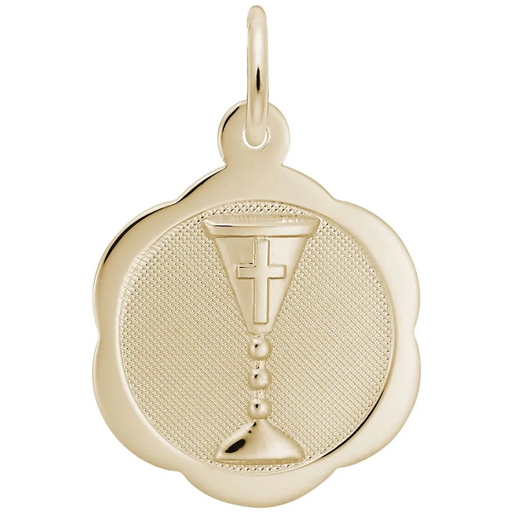 Rembrandt Charms - Communion Chalice Scalloped Disc Charm - 8344 Rembrandt Charms Charm Birmingham Jewelry