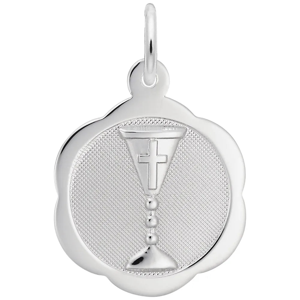 Rembrandt Charms - Communion Chalice Scalloped Disc Charm - 8344 Rembrandt Charms Charm Birmingham Jewelry