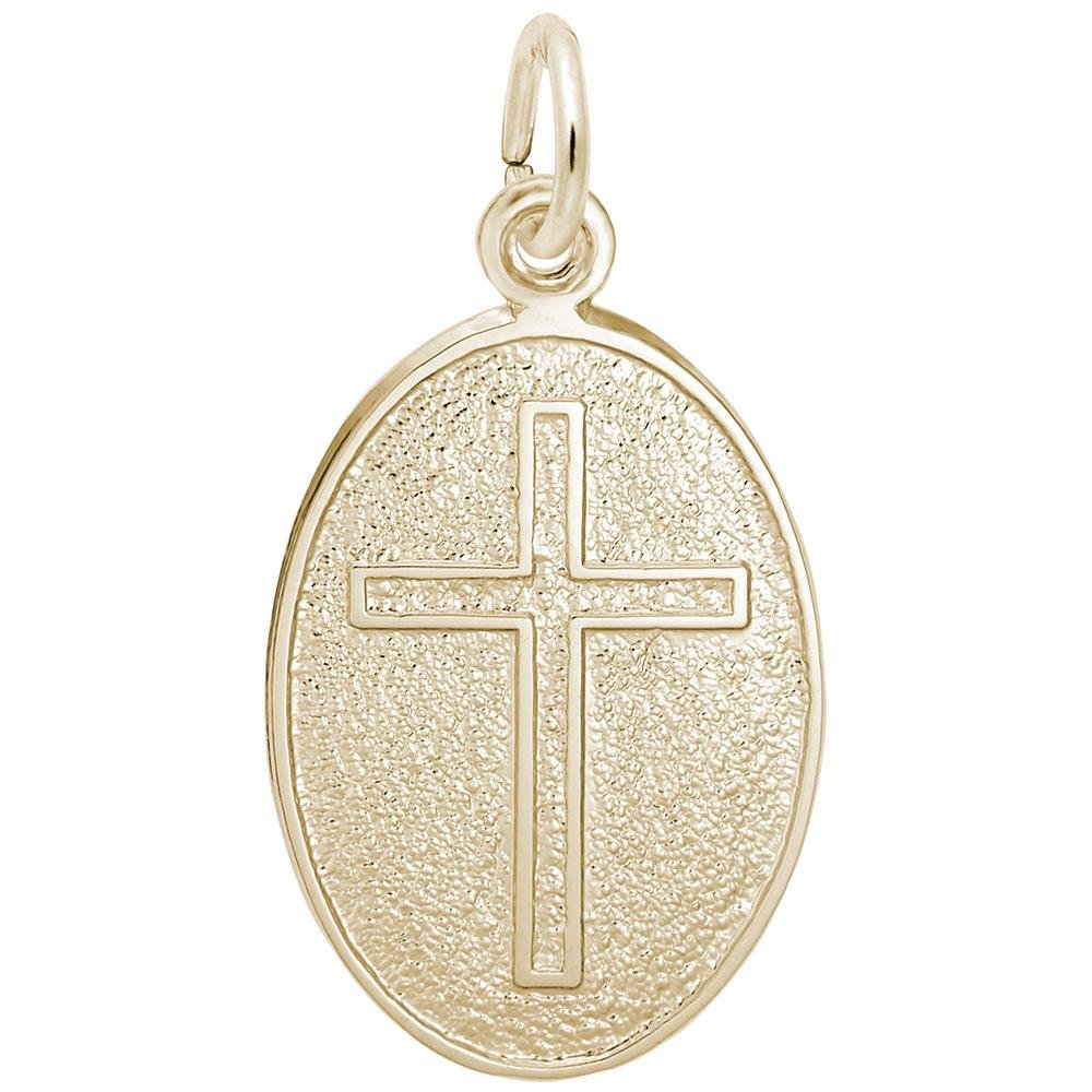 Rembrandt Charms - Cross Oval Disc Charm - 6599 Rembrandt Charms Charm Birmingham Jewelry