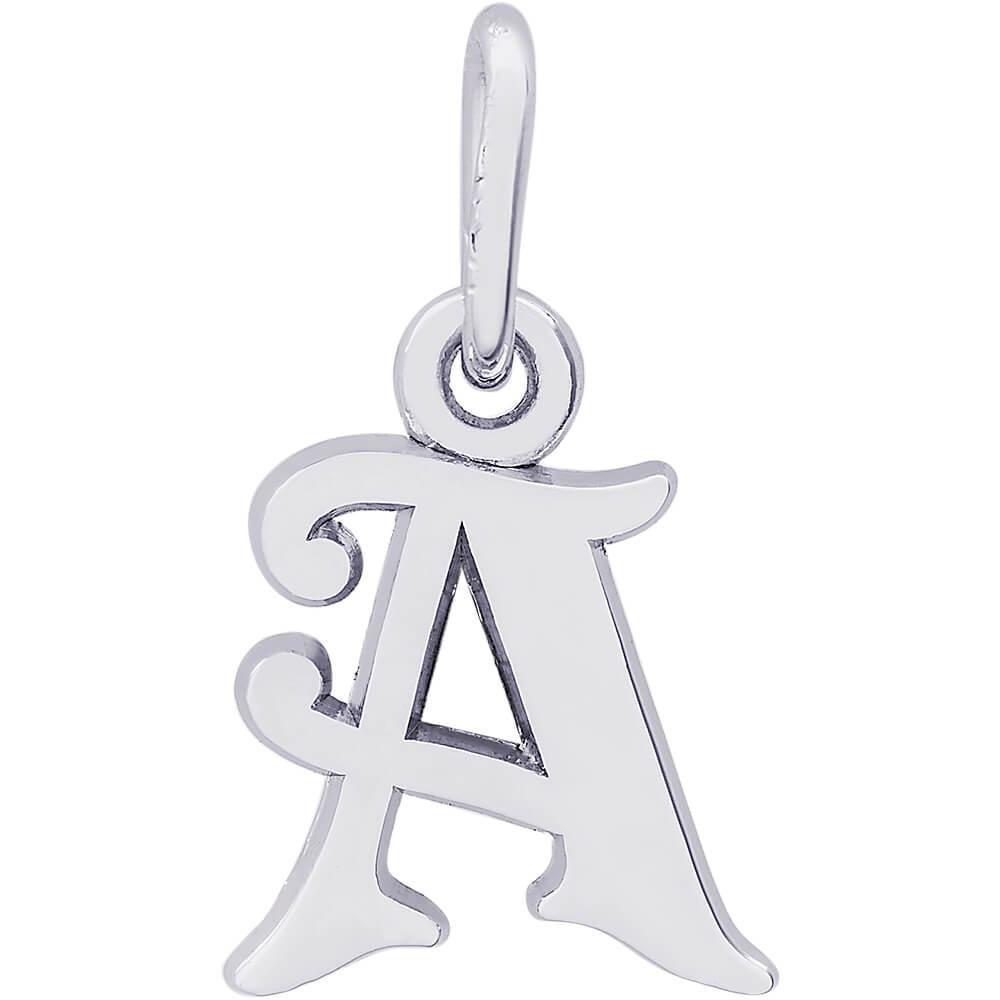 Rembrandt Charms - Curly Initial Accent Charm - 4765 "14K WHITE GOLD" Rembrandt Charms Charm Birmingham Jewelry