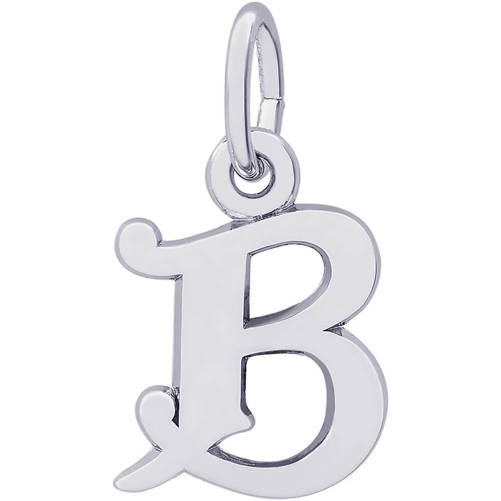 Rembrandt Charms - Curly Initial Accent Charm - 4765 "14K WHITE GOLD" Rembrandt Charms Charm Birmingham Jewelry