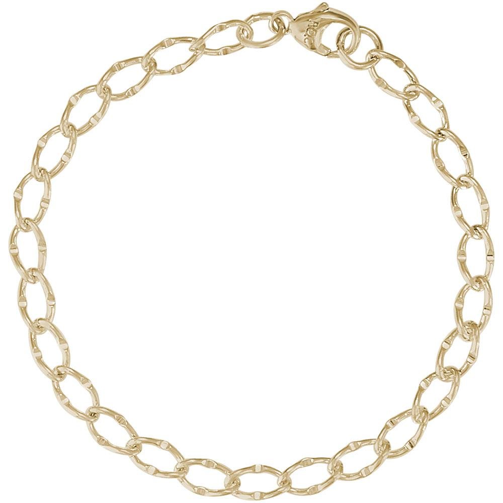 Rembrandt Charms - Dapped Single Link Curb Classic Charm Bracelet - 20-0105 Rembrandt Charms Bracelet Birmingham Jewelry