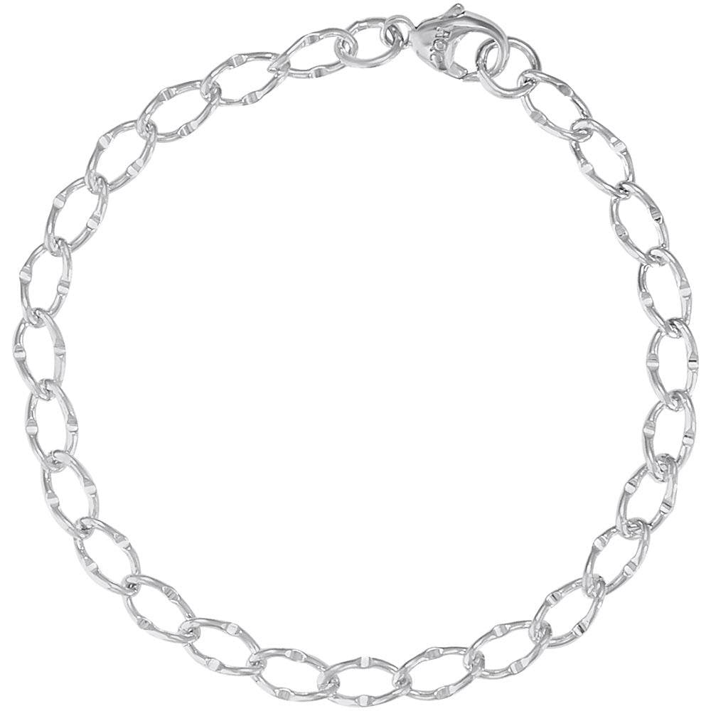 Rembrandt Charms - Dapped Single Link Curb Classic Charm Bracelet - 20-0105 Rembrandt Charms Bracelet Birmingham Jewelry