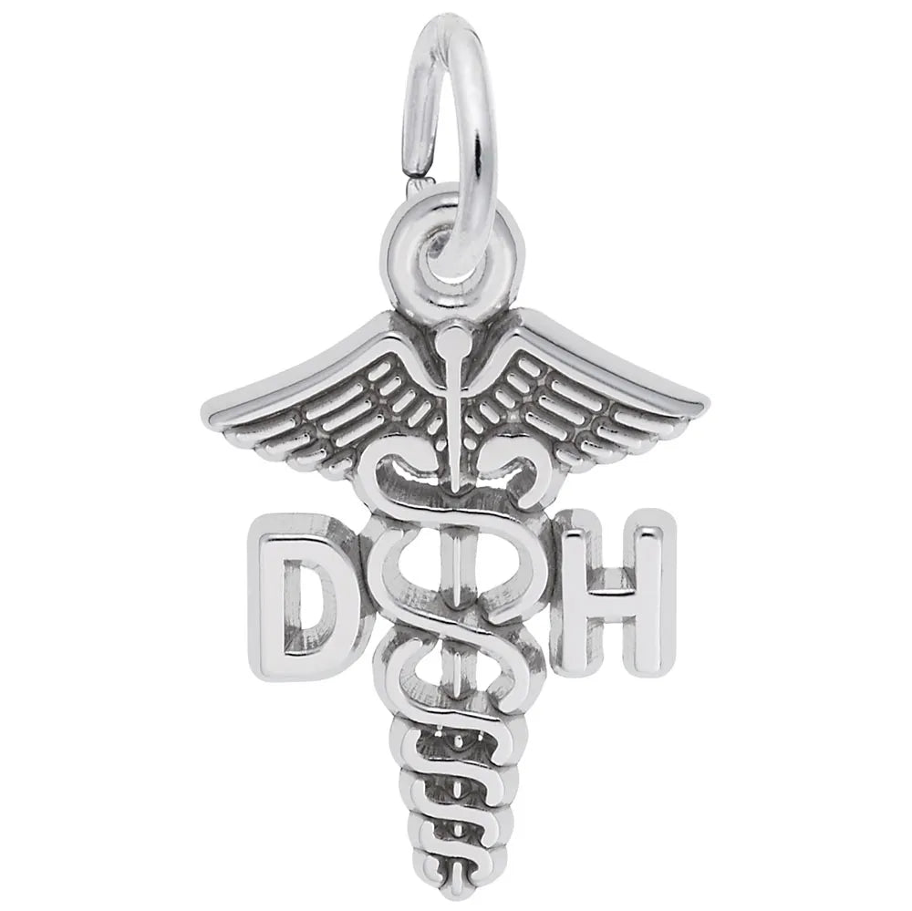 Rembrandt Charms - Dental Hygienist Caduceus Charm - 3672 Rembrandt Charms Charm Birmingham Jewelry